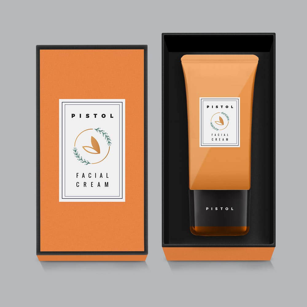 Free Pistol Facial Cream Box Mockup PSD