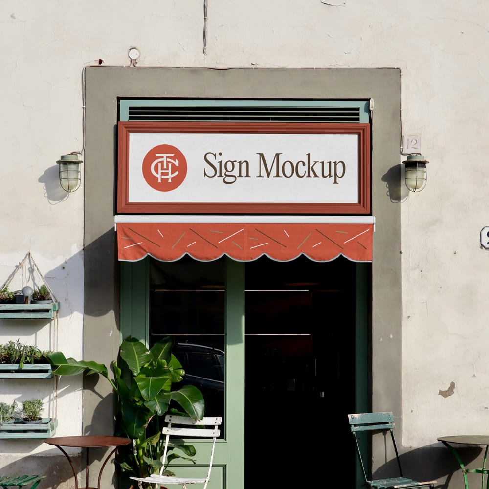 Free Ractangle Sign with Frame Mockup PSD