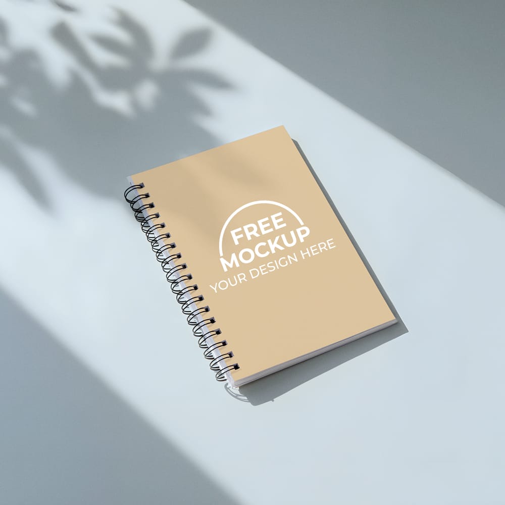 Free Realistic Spiral Notebook Mockup PSD