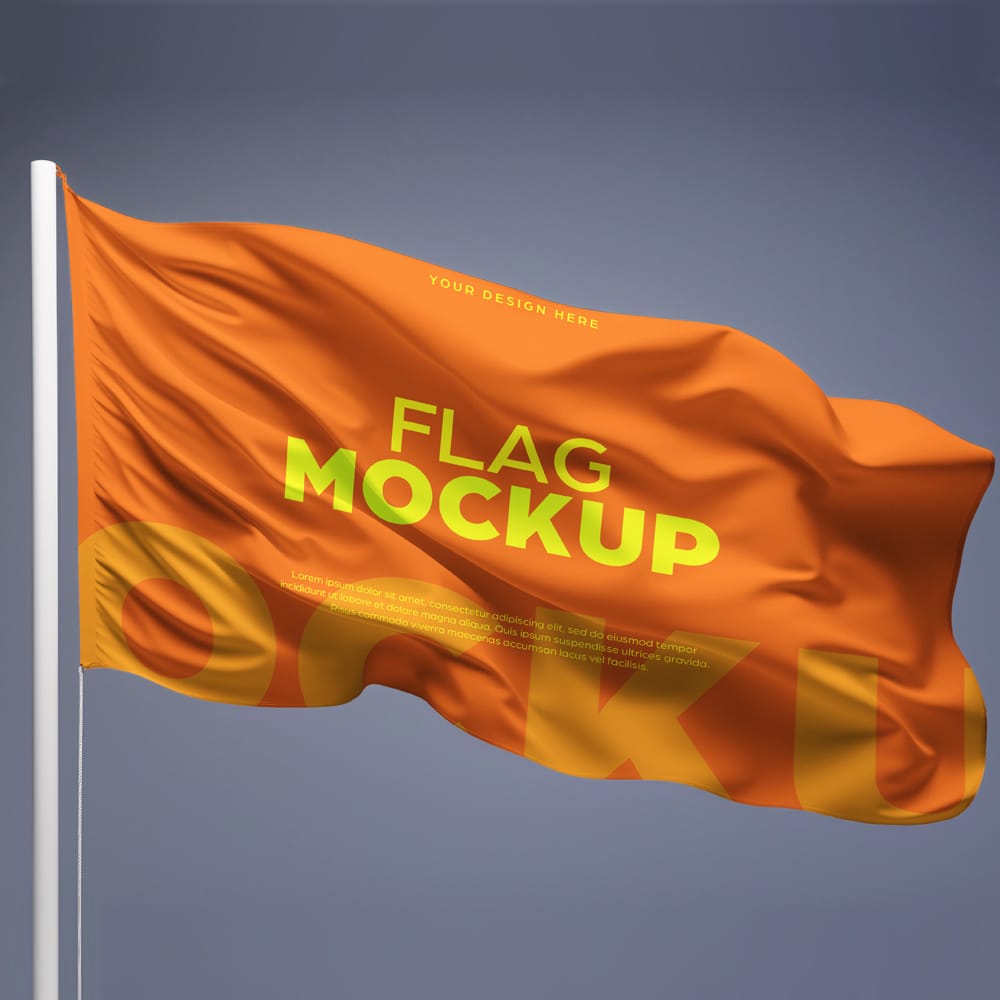 Free Realistic Waving Flag Mockup PSD