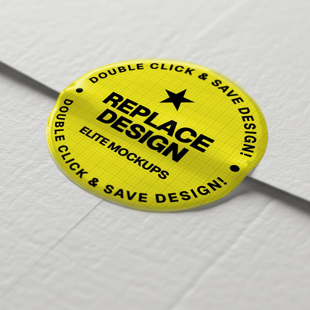Free Round Sticker Mockup on Envelope PSD