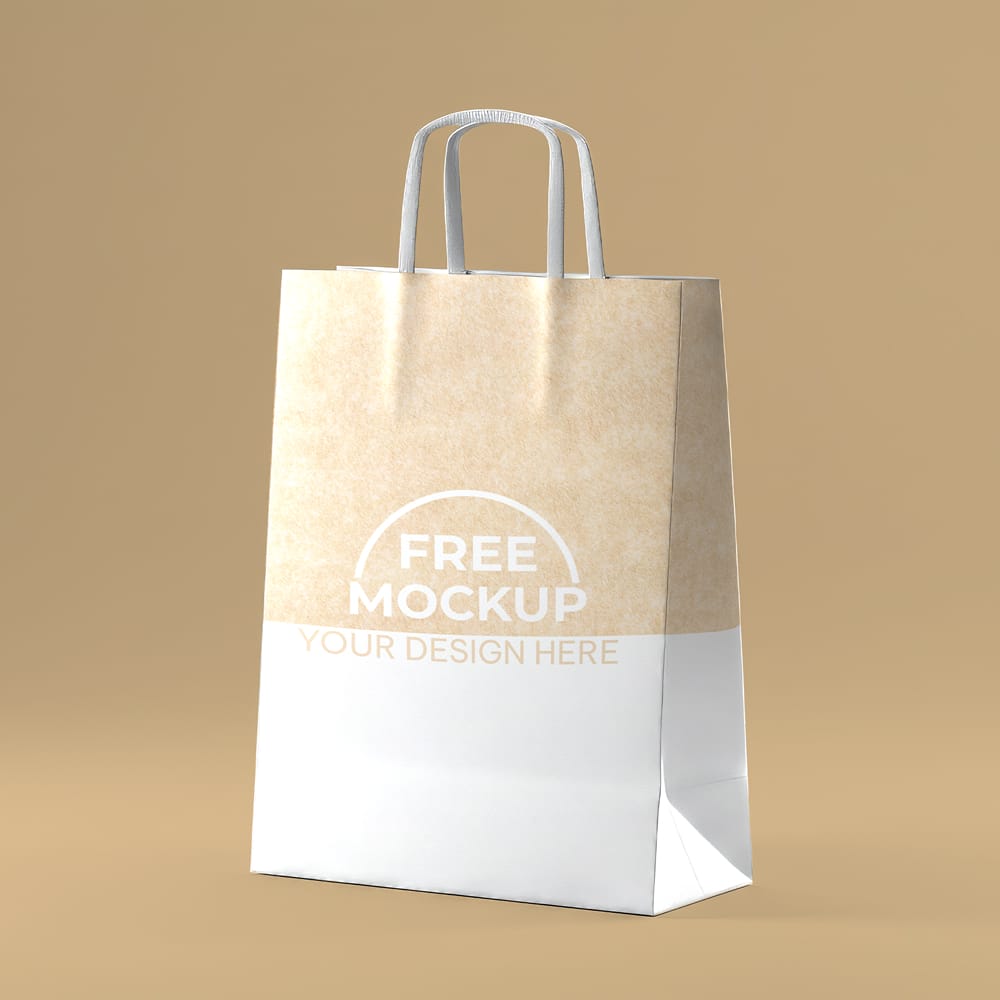 Free Shopping Kraft Paper Bag Mockup PSD