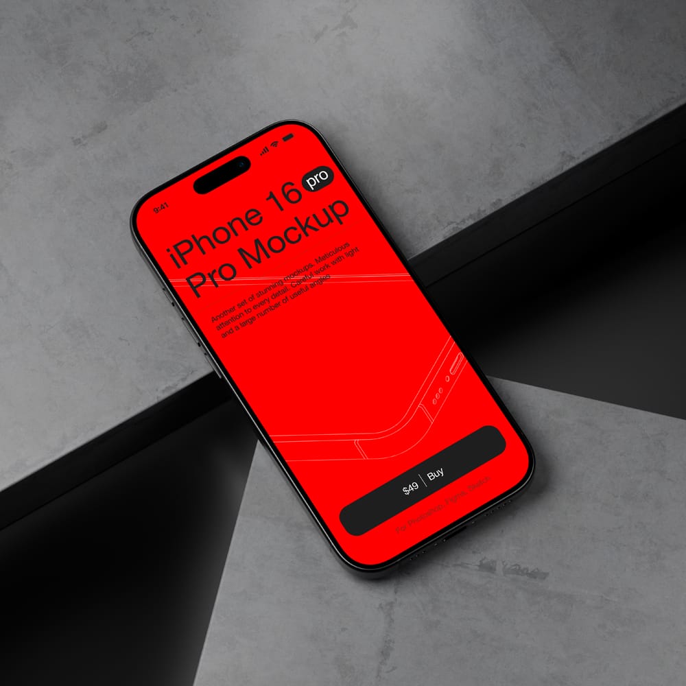 Free Sleek iPhone 16 Pro Mockup PSD