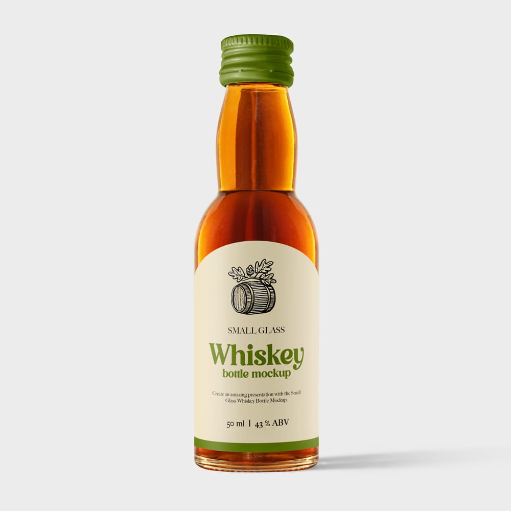 Free Small Glass Whiskey Bottle Mockup PSD
