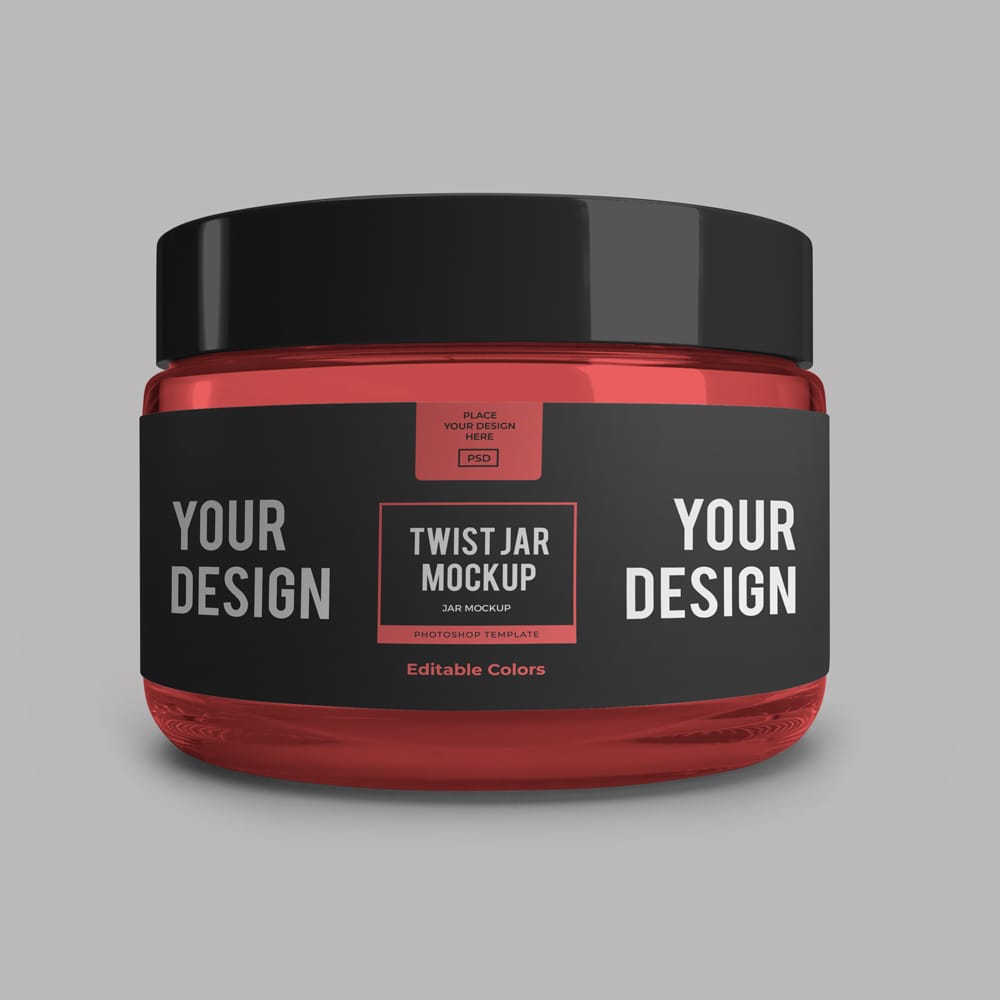 Free Small Twist Jar Mockup Template Set PSD
