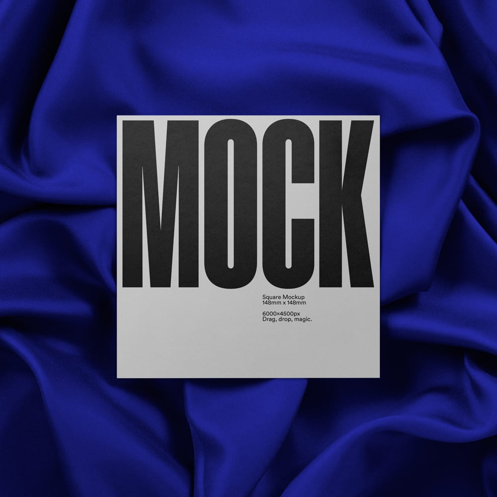 Free Square Fabric Background Business Card Mockup PSD