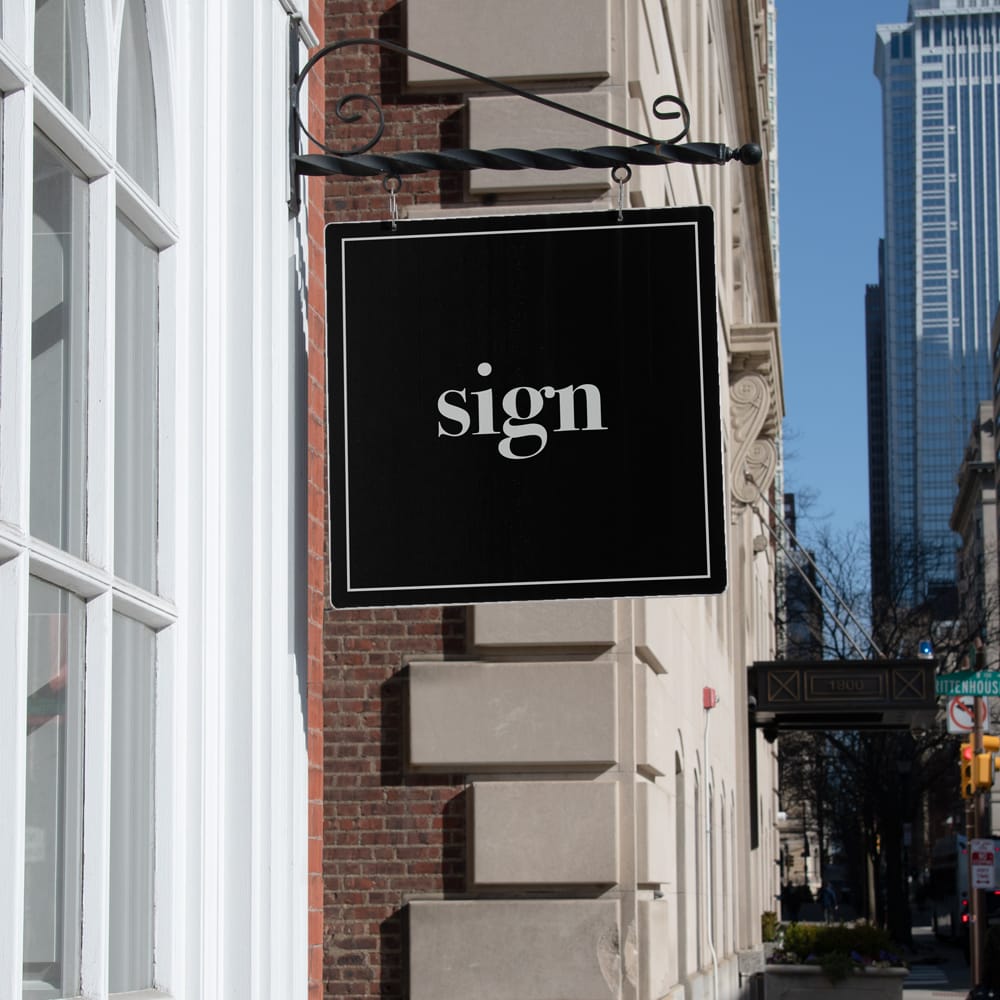 Free Square Store Sign Mockup PSD