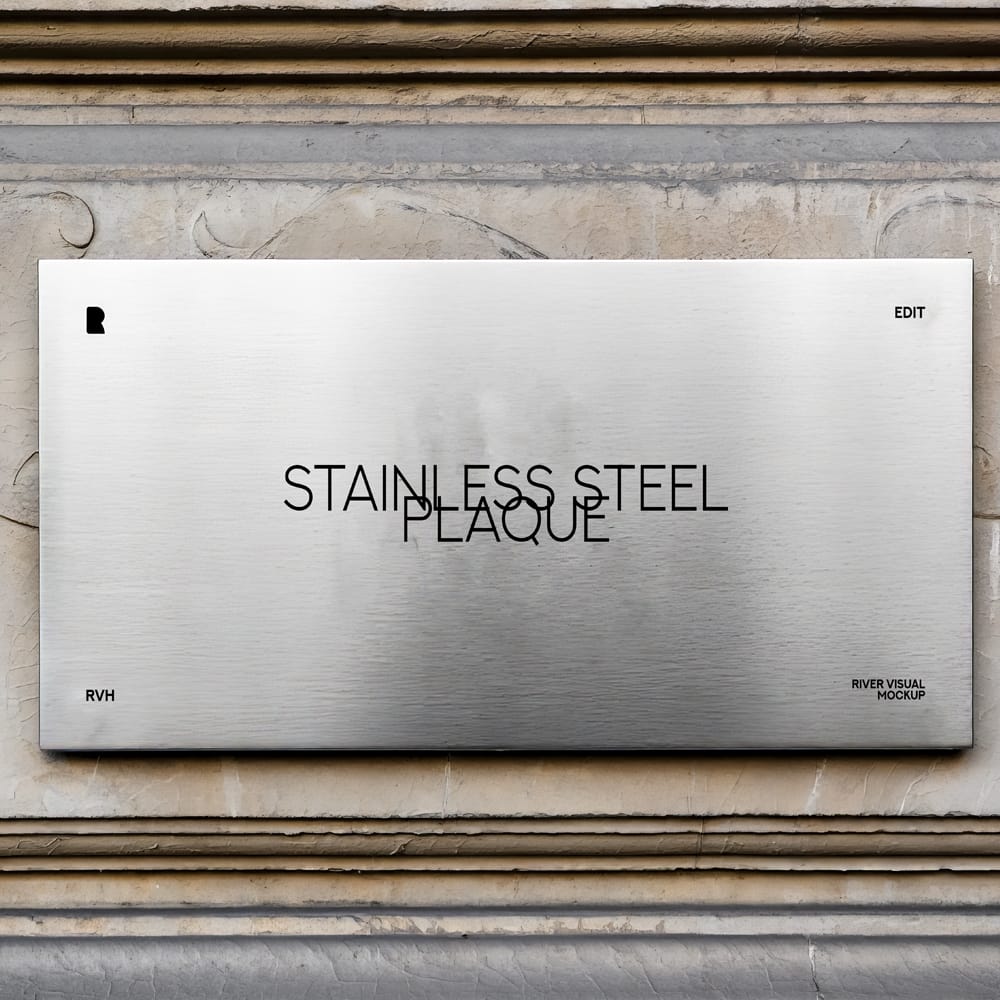 Free Stainless Steel Plaque Mockup PSD