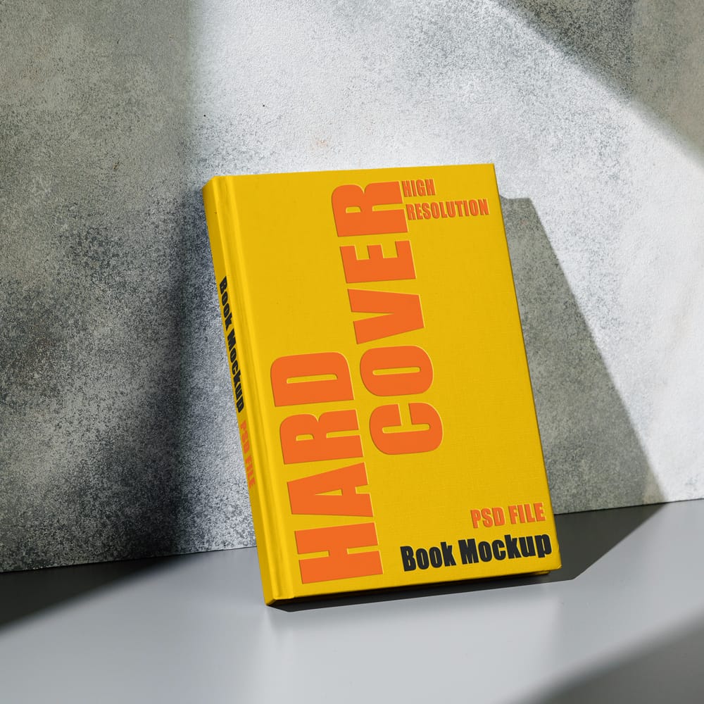 Free Standing Hard Cover Book Mockup PSD