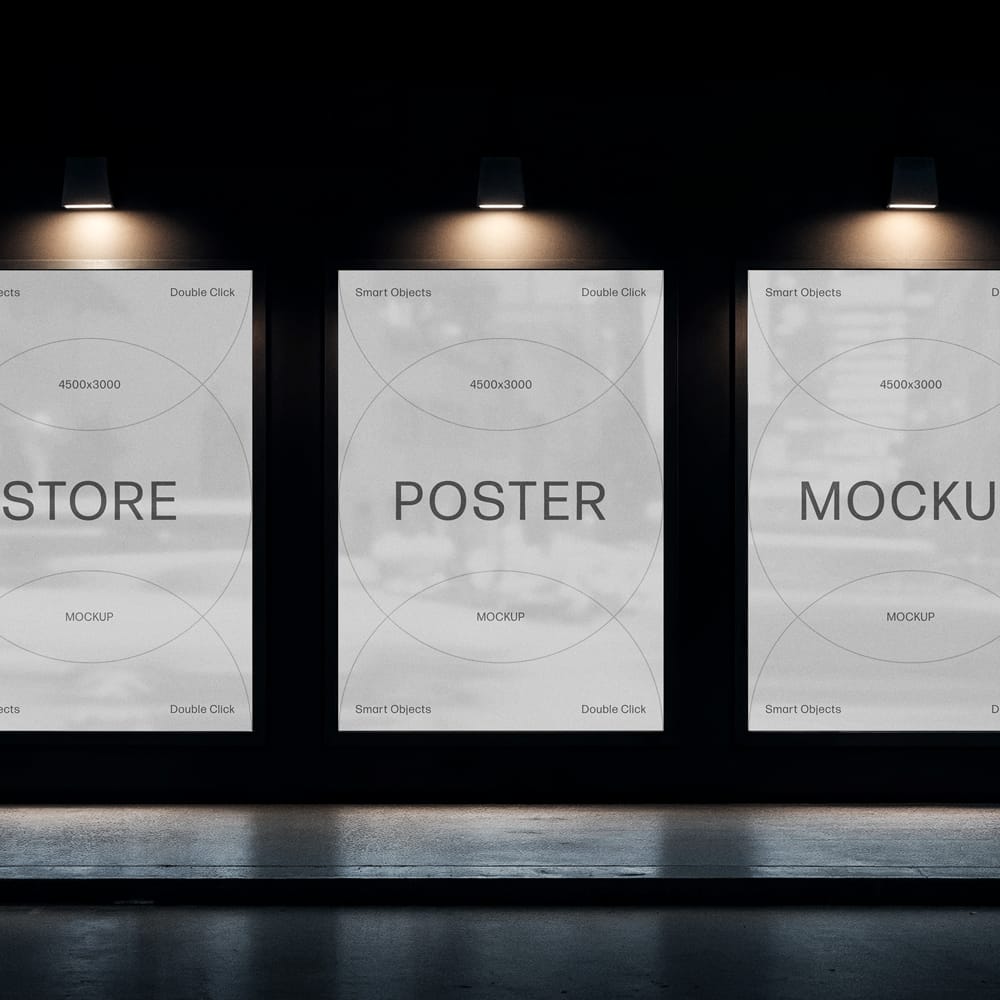 Free Storefront Posters Mockup PSD