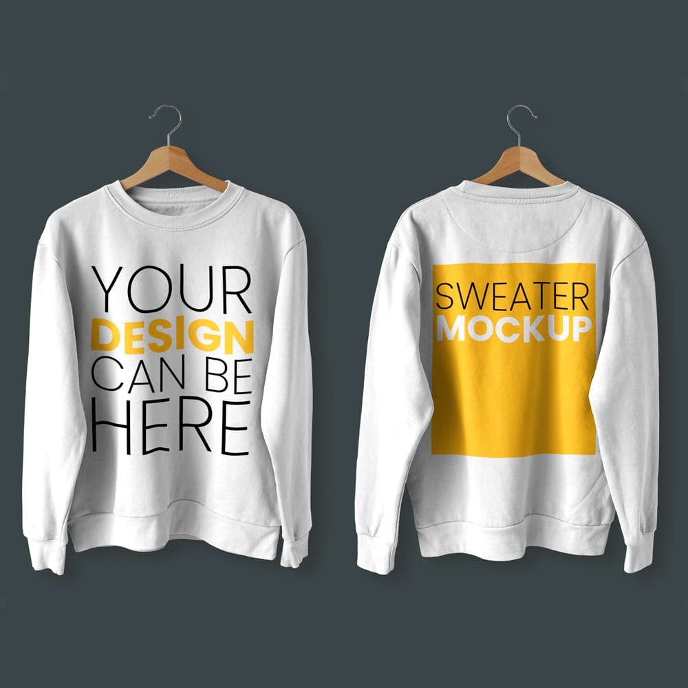 Free Sweater Mockup Front and Back PSD