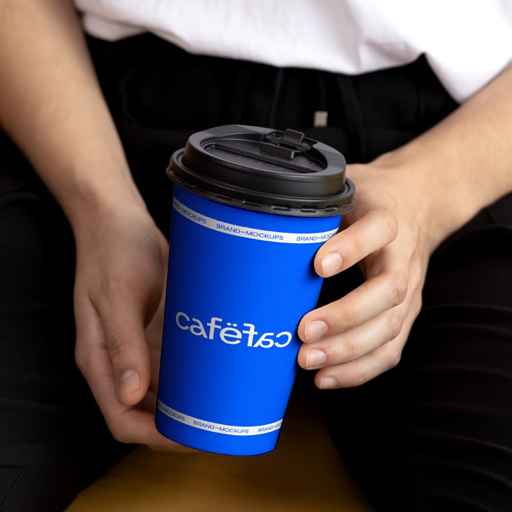 Free Take Away Coffee Cup Lifestyle Mockup PSD