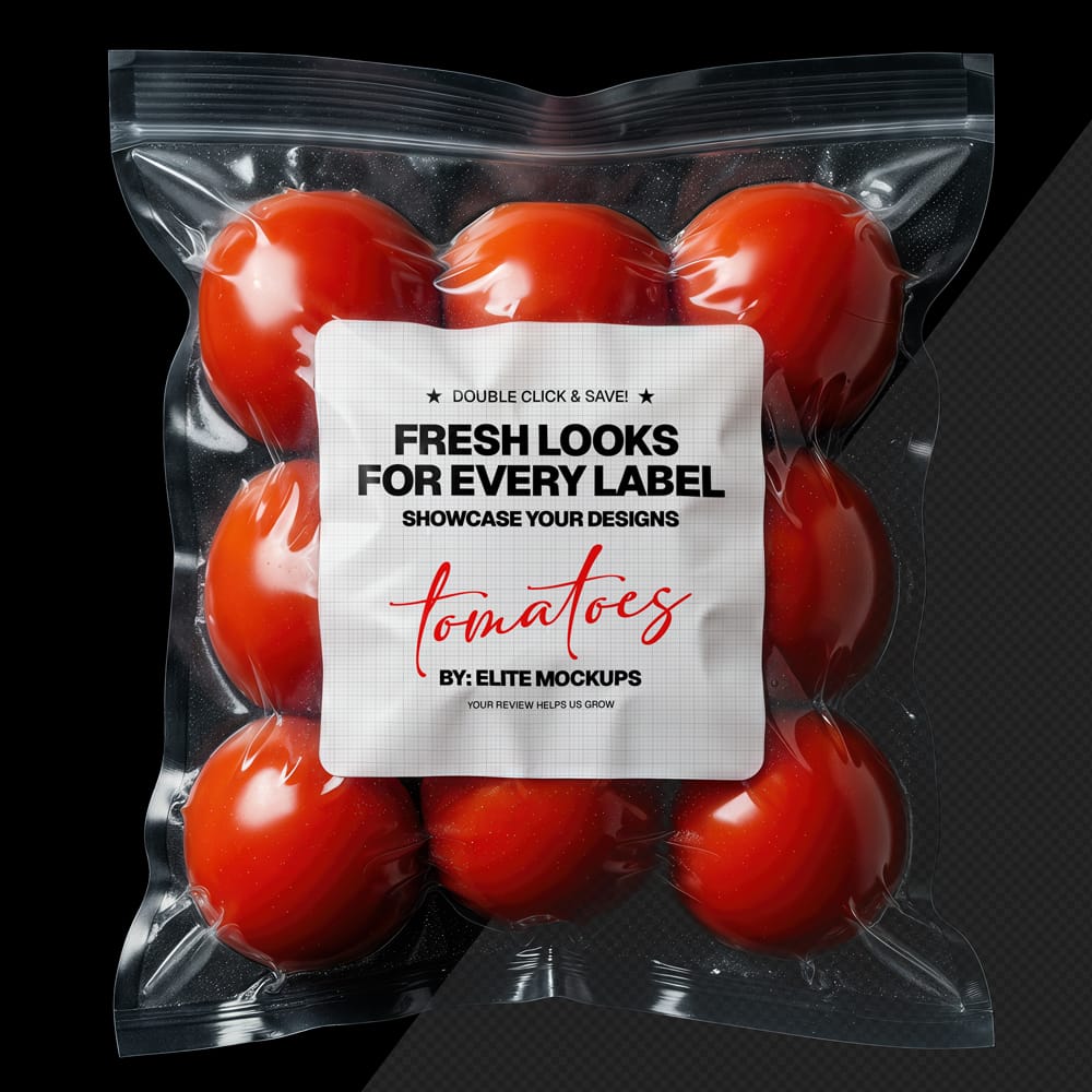 Free Tomato Pouch Label Mockup PSD