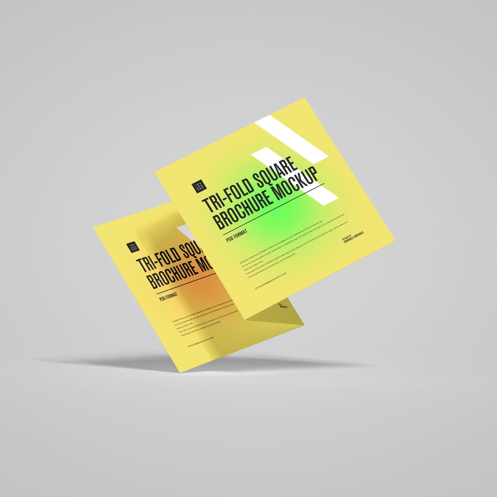 Free Tri-Fold Square Brochure Mockup PSD