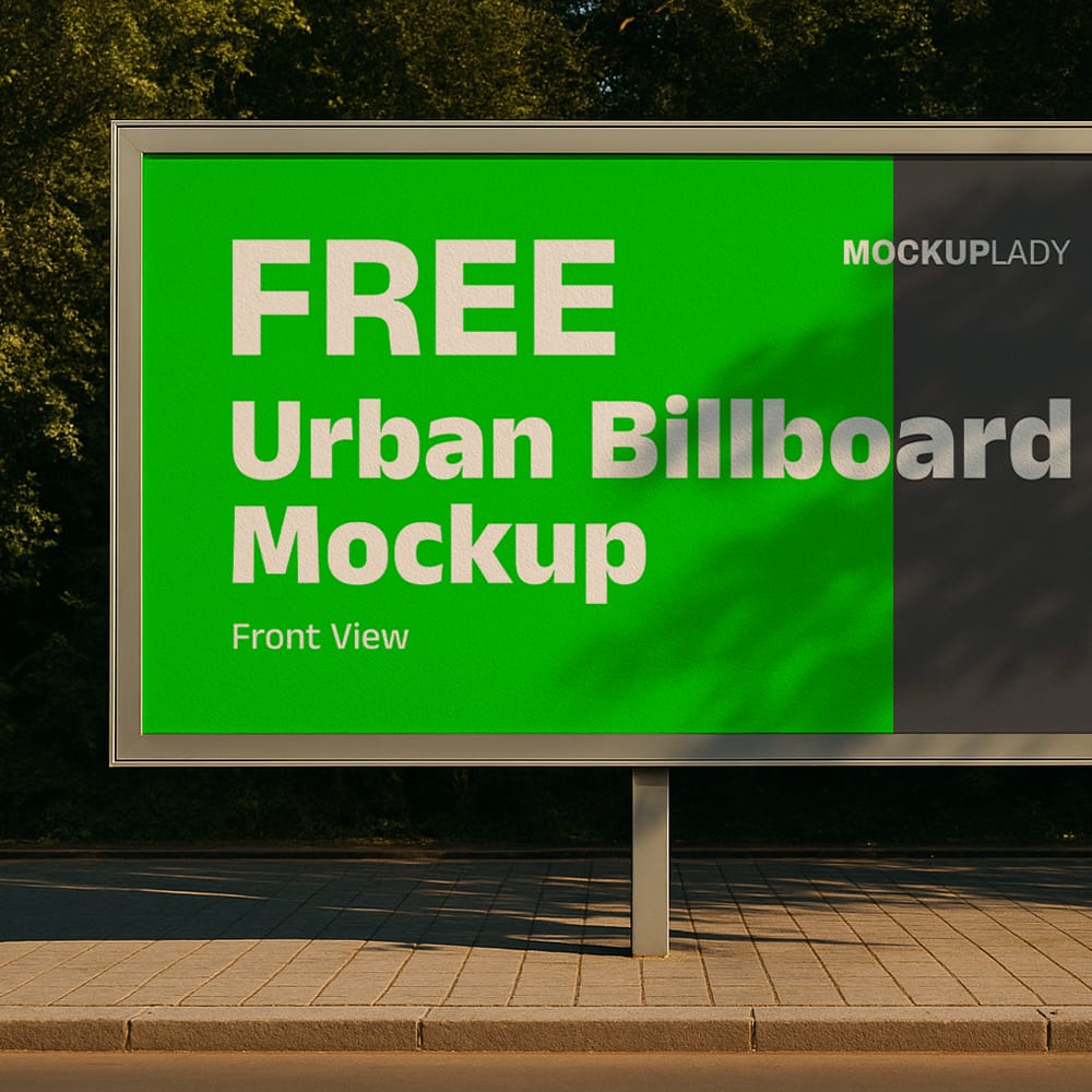 Free Urban Billboard Mockup Front View PSD
