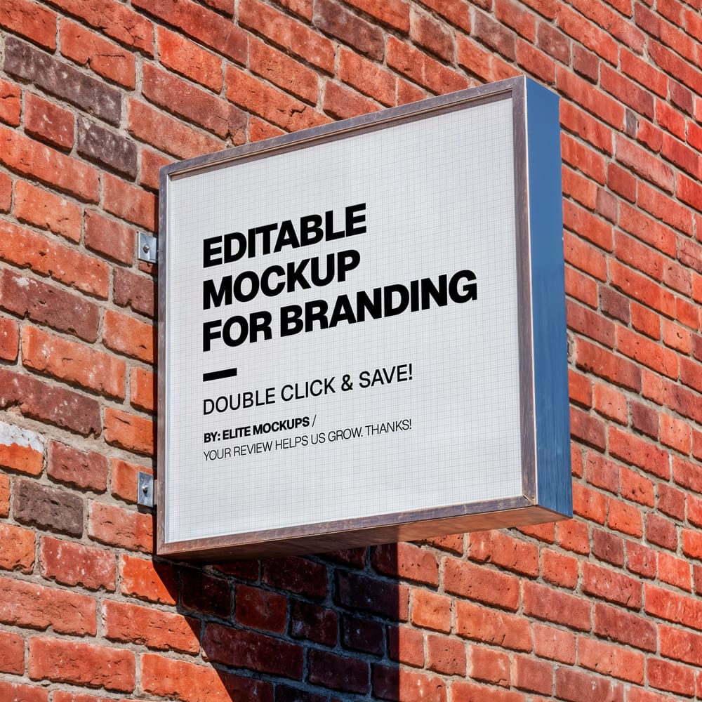 Free Urban Wall Sign Mockup on Red Brick Surface PSD