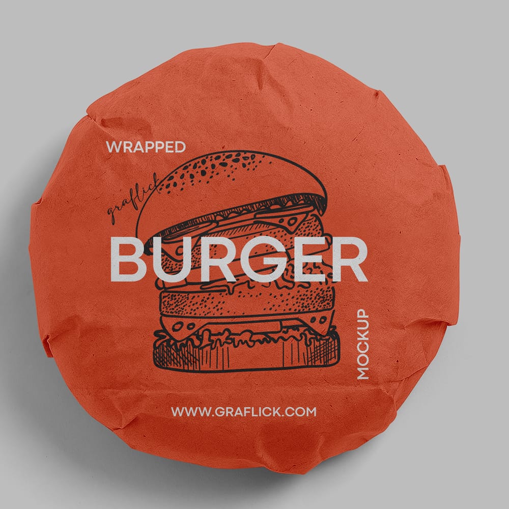 Free Wrapped Burger Mockup PSD