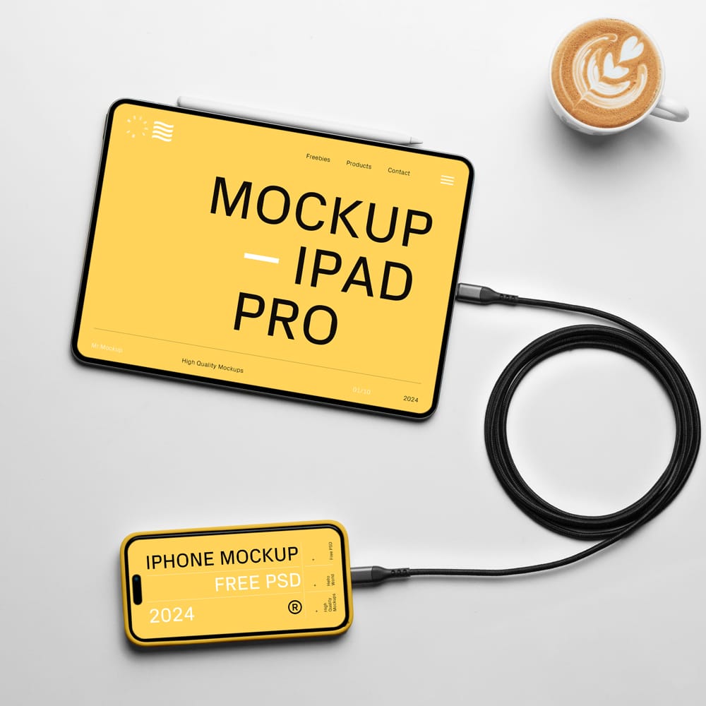 Free iPhone Pro and iPad Pro Mockup PSD