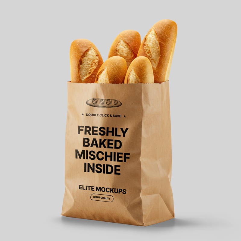 Fresh Bread Paper Bag Mockup PSD