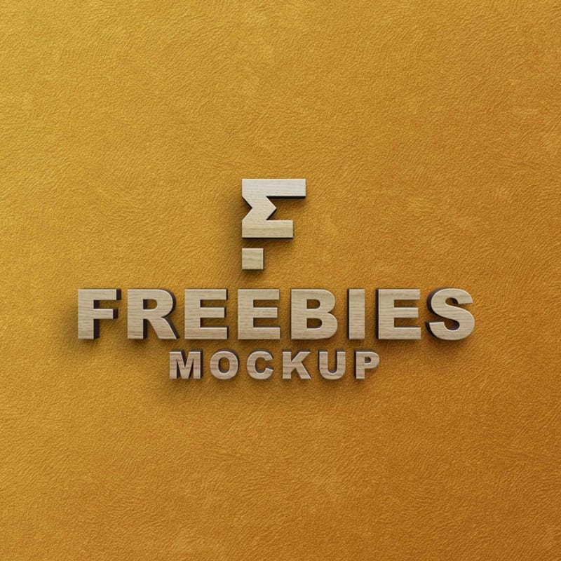 Gold Wood Logo Mockup PSD