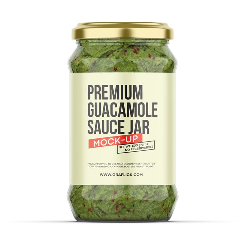 Guacamole Sauce Jar Mockup PSD