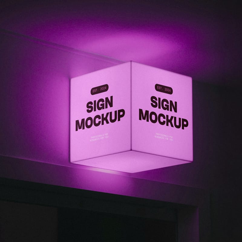 Lighting Sign Mockup PSD