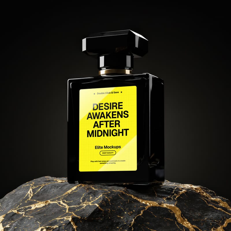 Luxury Black Perfume Bottle Mockup PSD