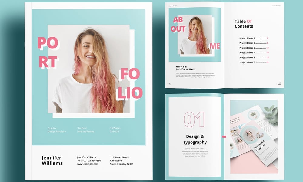 Minimal Portfolio with Sky Blue and Pink