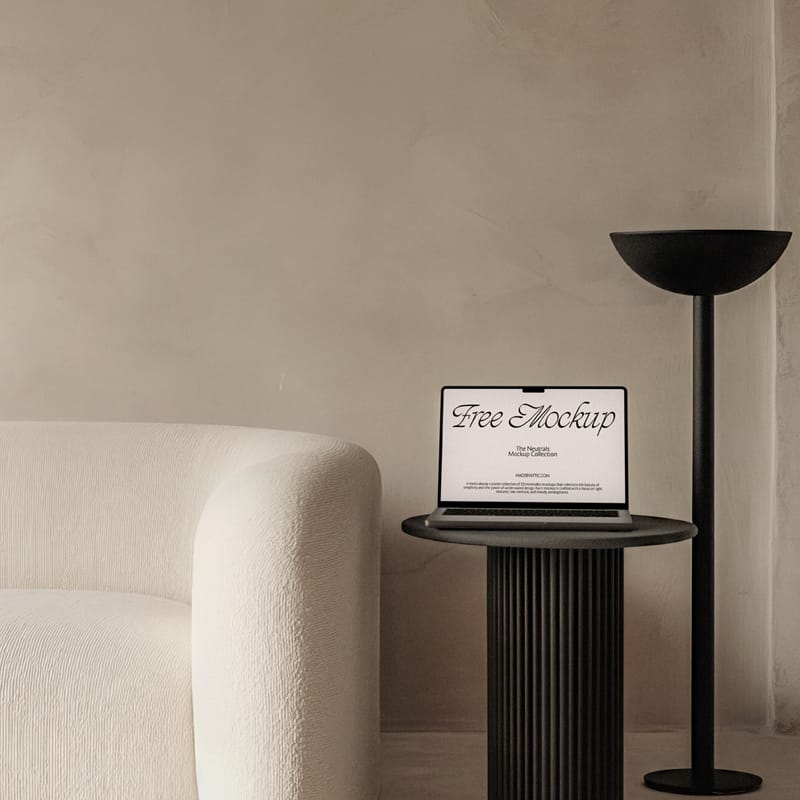 Minimalist Home Office MacBook Mockup PSD