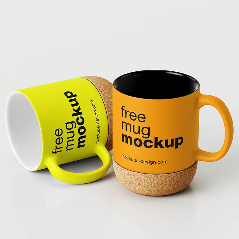 Modern Cork-base Mug Mockup PSD