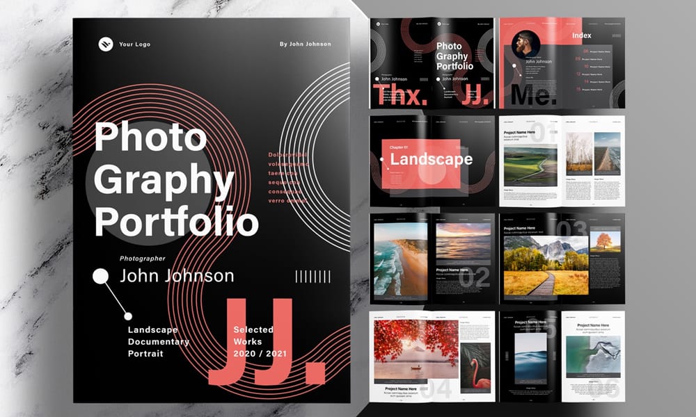 Modern Photography Portfolio with Black and Red