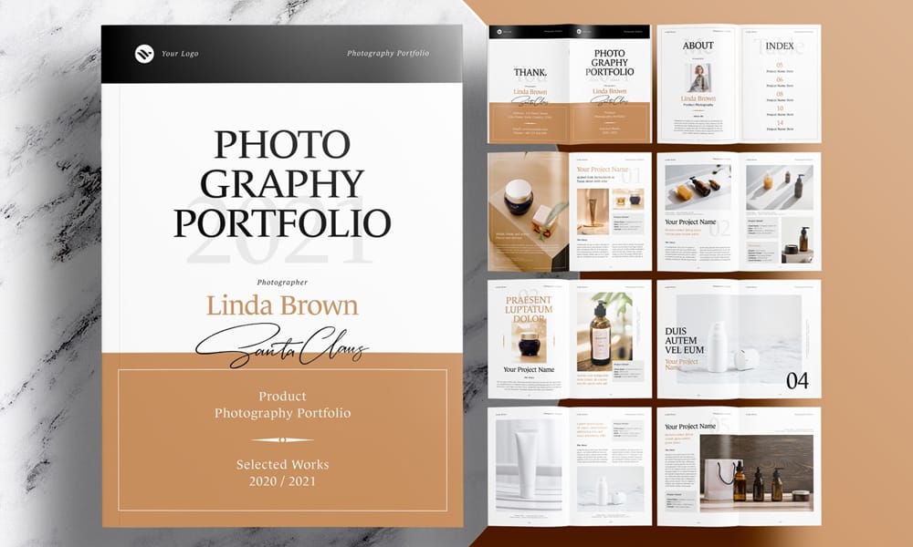 Modern Photography Portfolio with Brown Accents