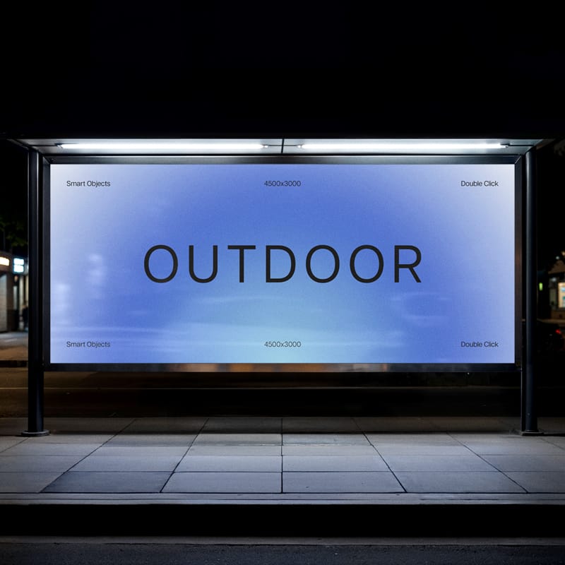 Outskirts Bus Stop Billboard Mockup PSD
