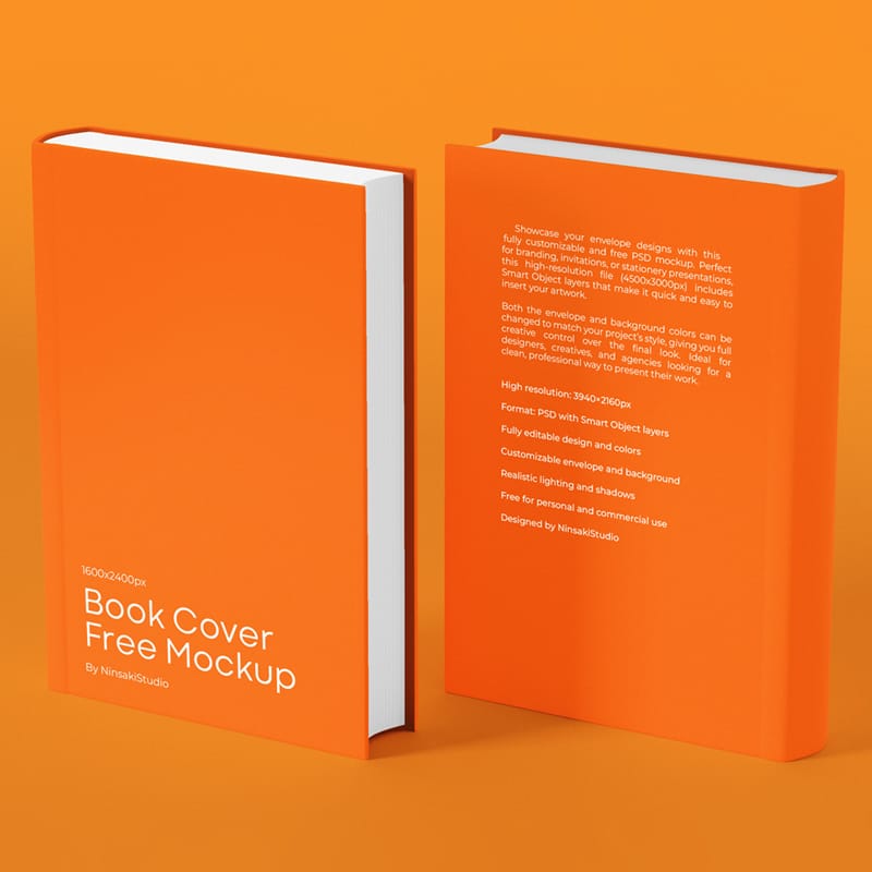 Photorealistic Book Cover Mockup Template PSD
