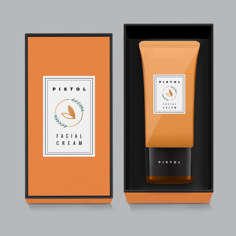 Pistol Facial Cream Box Mockup PSD