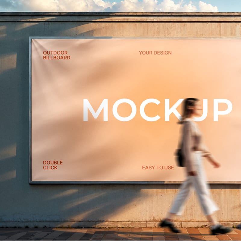 Realistic Outdoor Billboard Mockup Template PSD
