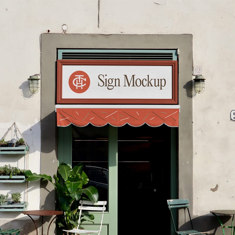 Rectangle Sign with Frame Mockup PSD