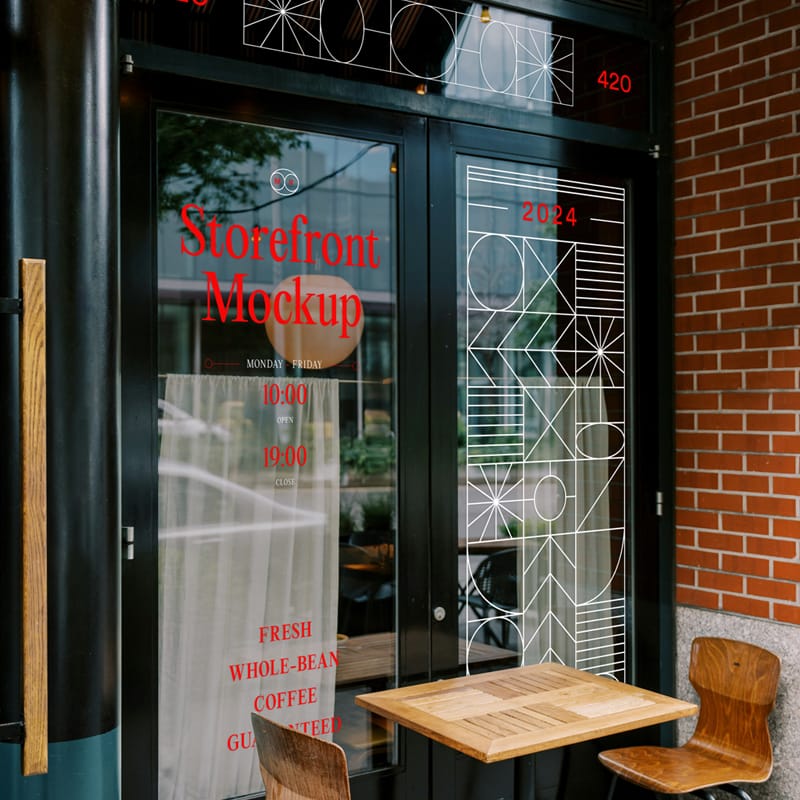 Restaurant Window Mockup PSD