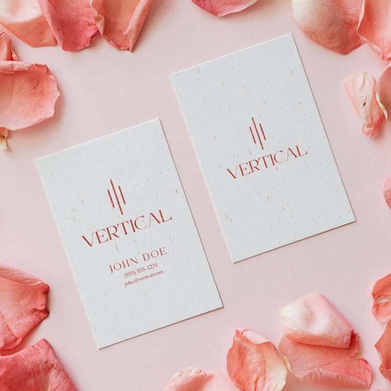 Rose Golden Vertical Business Card Mockup PSD