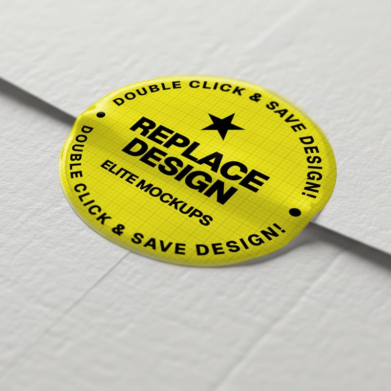 Round Sticker Mockup on Envelope PSD