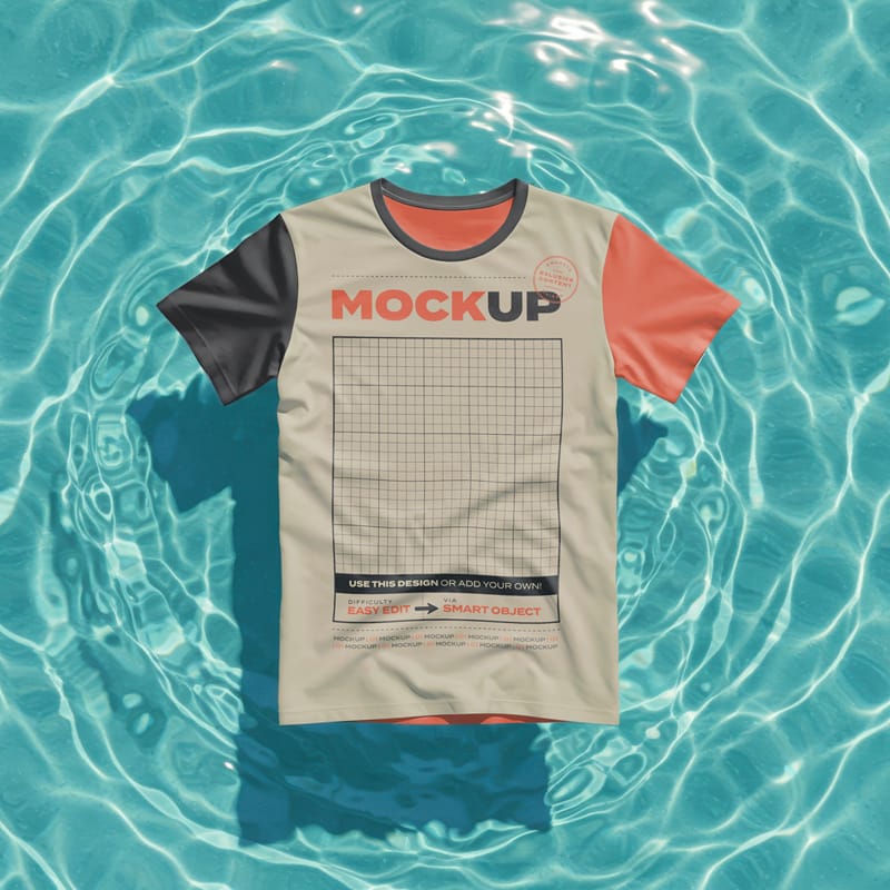 Shirt Floating on Water Mockup PSD