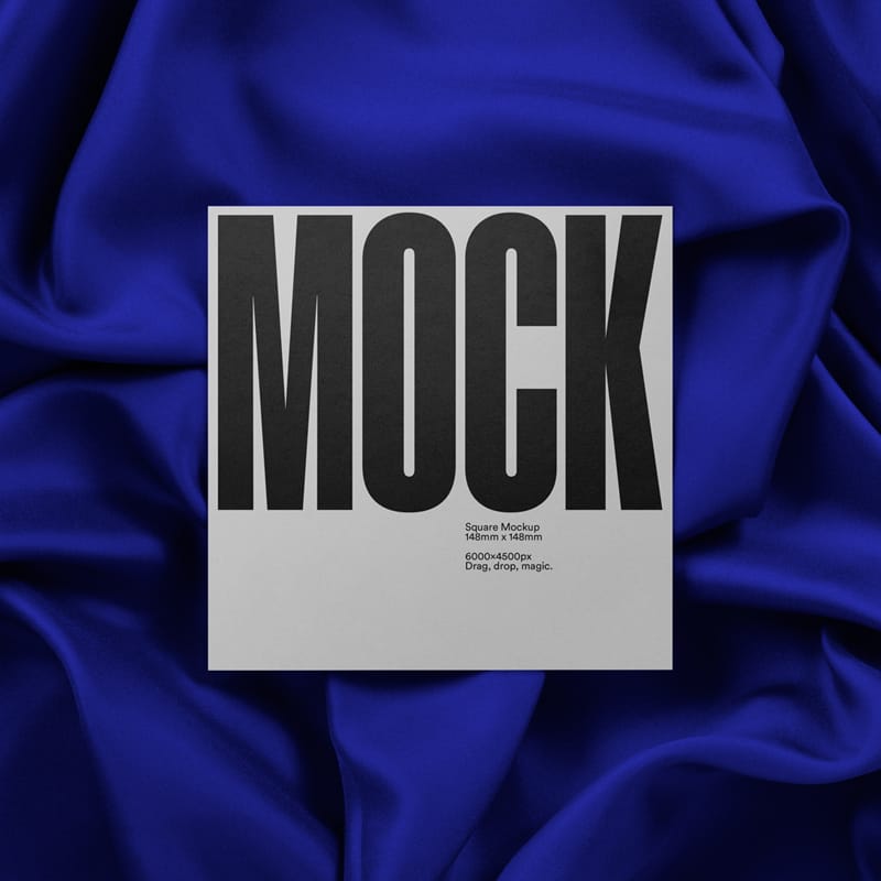 Square Fabric Background Business Card Mockup PSD