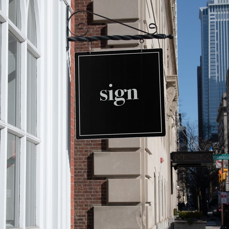 Square Store Sign Mockup PSD