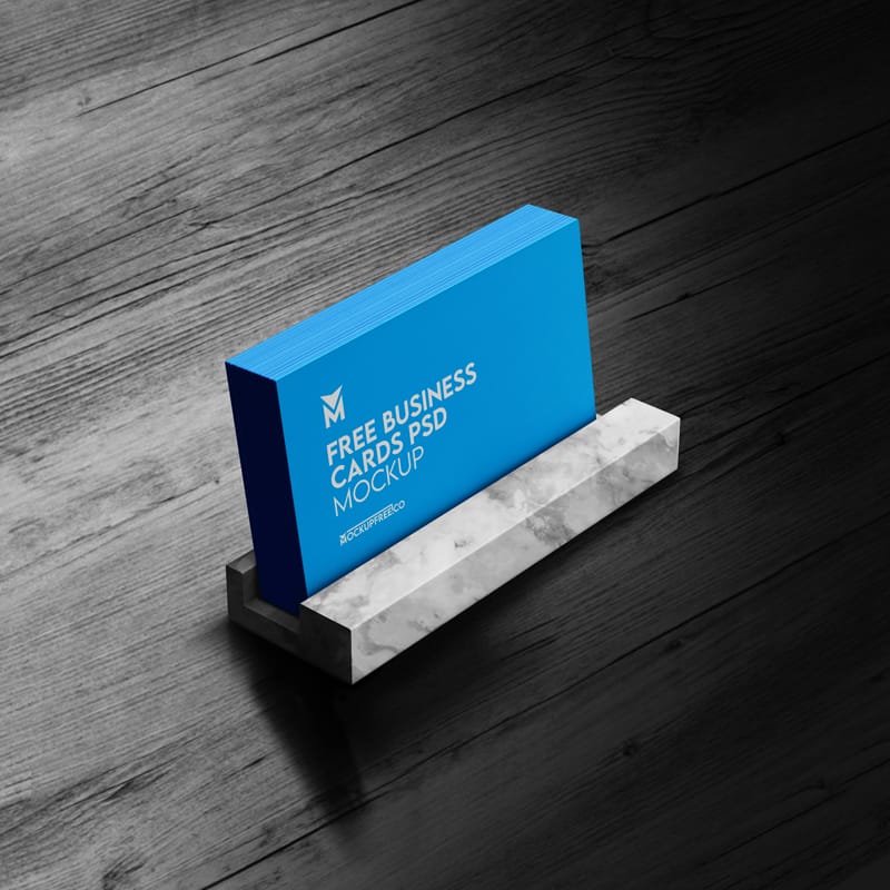 Stacked Business Card Mockup in Holder PSD