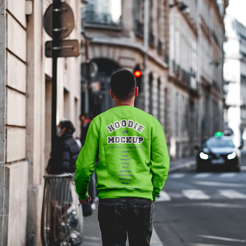Sweatshirt in City Mockup PSD