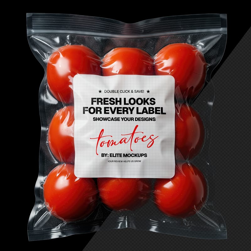 Tomato Pouch Label Mockup PSD