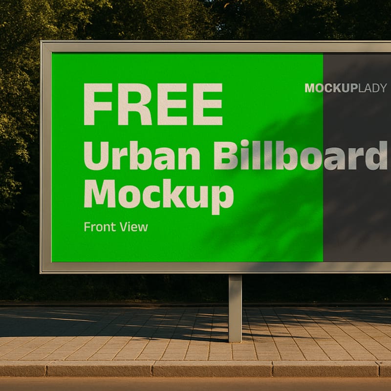 Urban Billboard Mockup Front View PSD