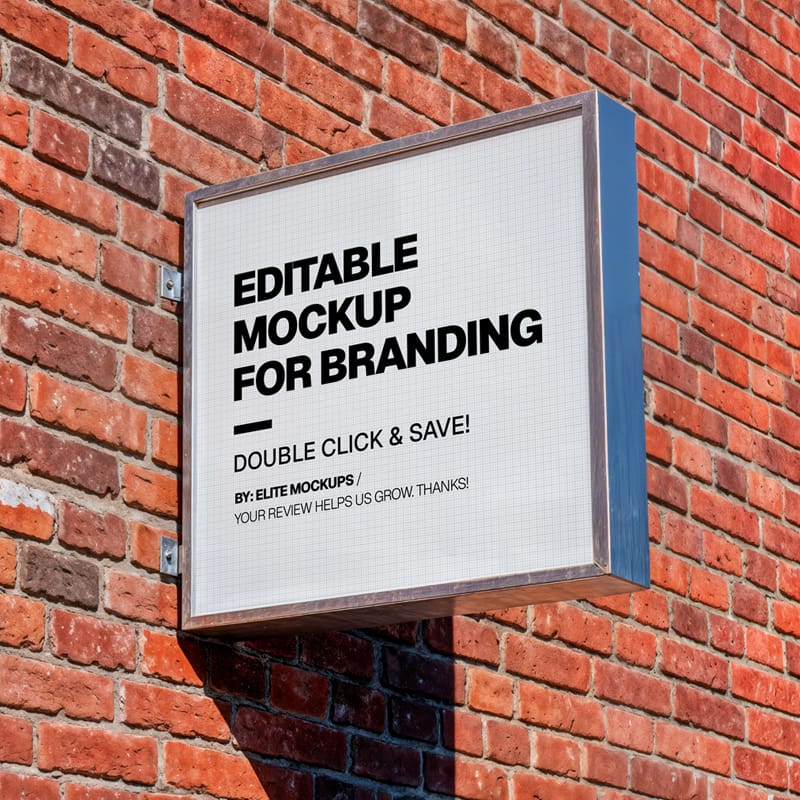 Urban Wall Sign Mockup on Red Brick Surface PSD