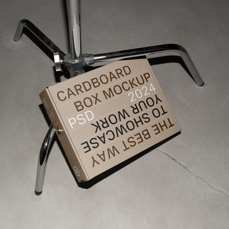 White Cardboard Box on Tripod Mockup PSD