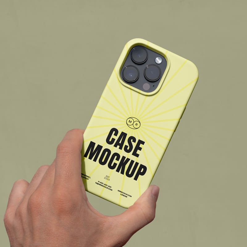 iPhone Pro Case in Hand Mockup PSD